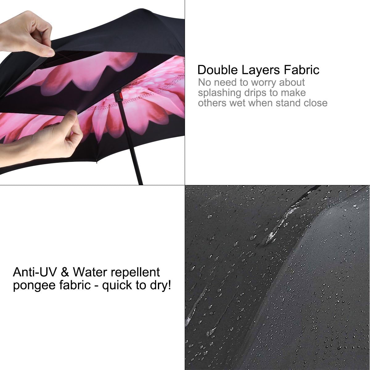G4Free Windproof Upside Down Double Layer Inverted Reverse Umbrella UV Protection for Women