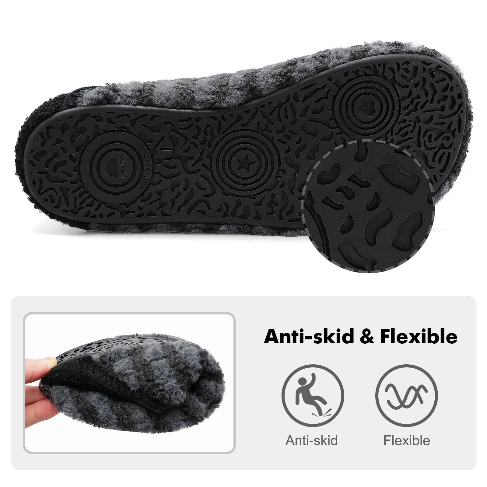 XIHALOOK Pantuflas de casa para mujeres y hombres, zapatos cómodos con suela de goma suave para interiores y exteriores | Suela de goma antideslizante para el hogar, dormitorio, viajes, hotel, yoga, regalo para tu familia