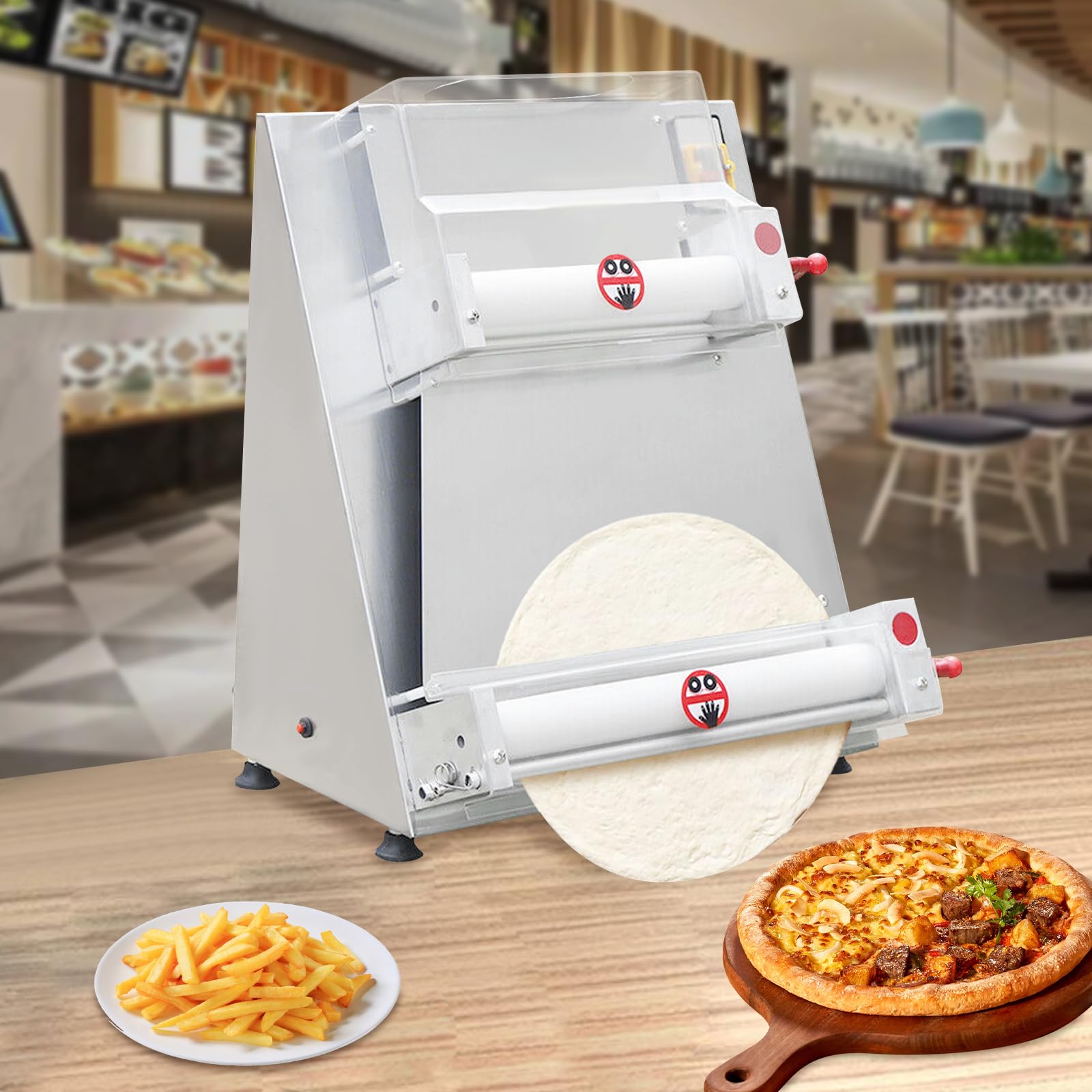 Bokknppo Electric Dough Sheeter Machine Pasta Maker Machine for Icing Pizza Dough Roller Sheeter Automatic Commercial Pizza Press Stainless Steel for Bread Marzipan and Puff Pastry,4-16 inch