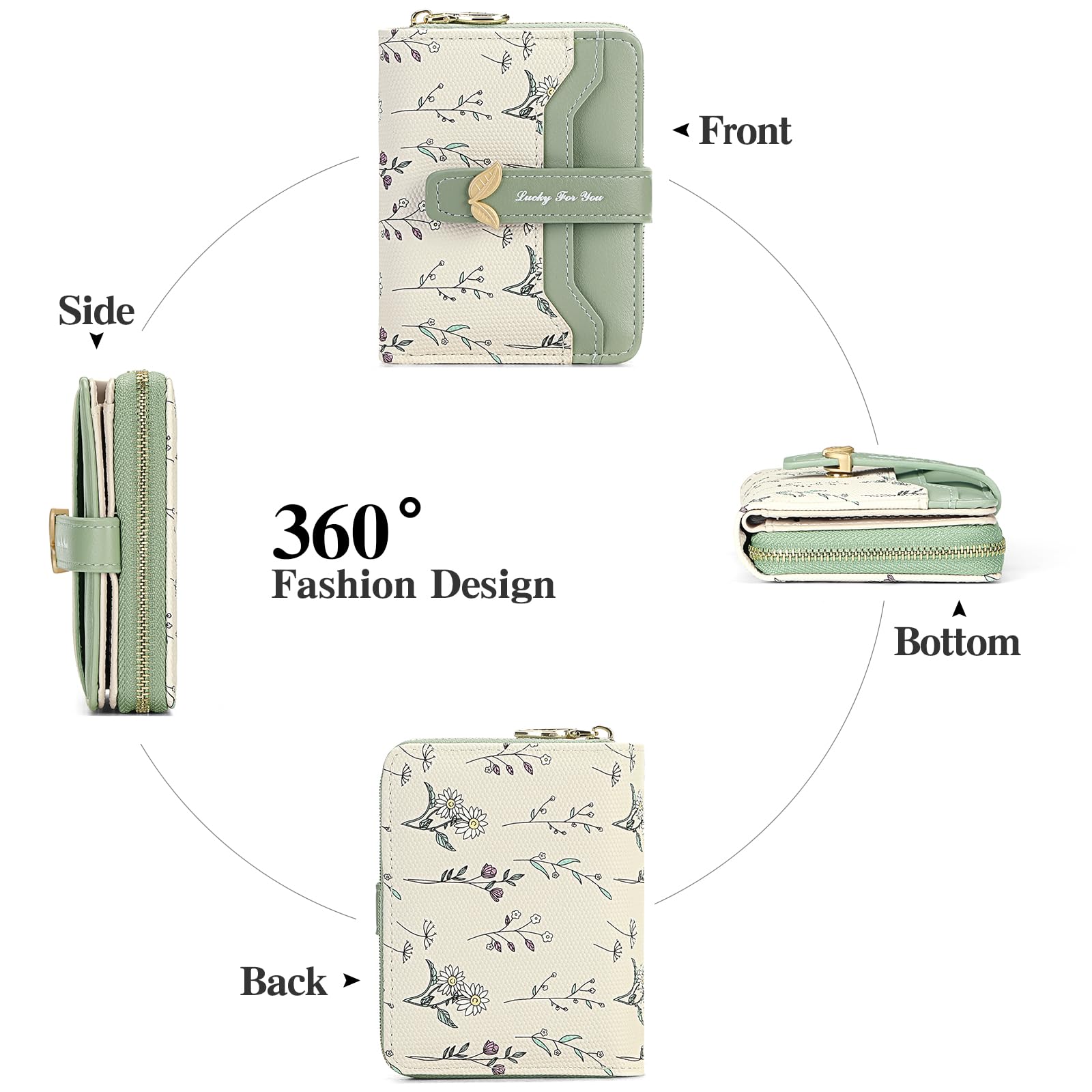 GAEKEAO Portafoglio Donna Piccolo, Portamonete Donna in Pelle con RFID Blocking, Portacarte con Tasche a Zip Portafoglio Donne