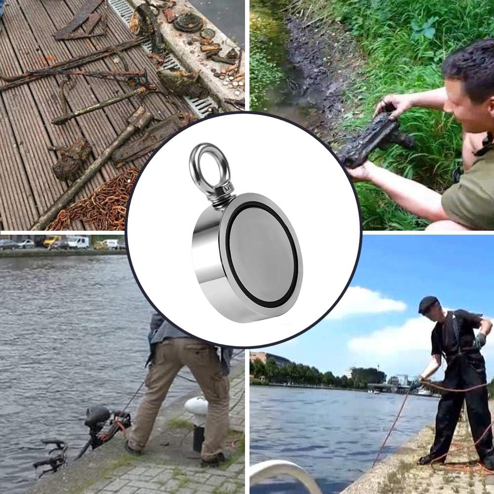 Ant Mag Magnete da pesca da 453,6 kg, magnete a doppia faccia al neodimio in terre rare, forza combinata, forte magnete di recupero per il recupero magnetico del fiume, pesca di salvataggio