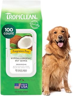Hypoallergenic Cleaning Pet Wipes, 100ct - Wipes for Dogs, Cats, Puppies & Kittens with Sensitive Skin - Gently Removes Dirt & Dander - Fragrance Free