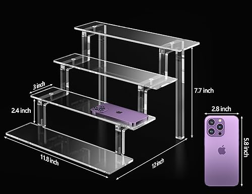 Vista 15 de Kcrystenia Soportes de exhibición de acrílico, estante organizador de perfumes transparente de 9 pulgadas, elevadores acrílicos de 4 niveles