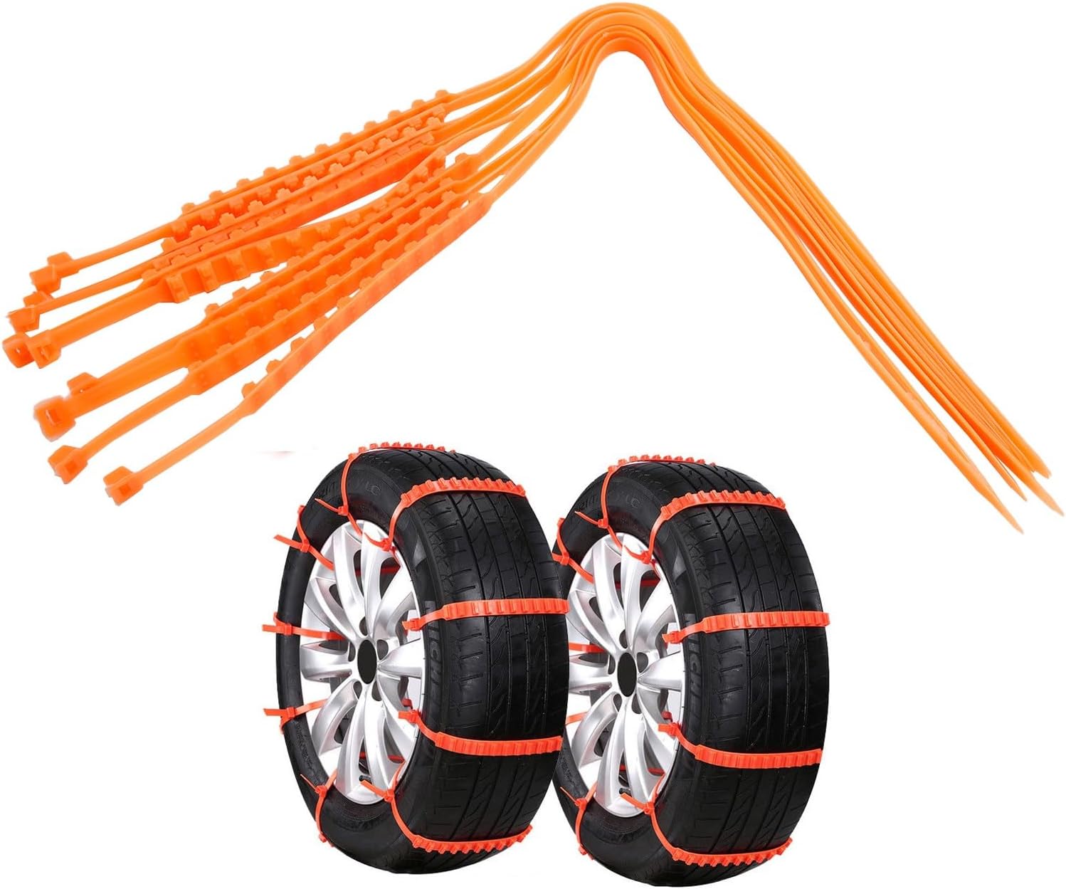 topteng tire snow chains, 10pcs snow tire chain anti-skid belt for car truck suv emergency winter driving (orange, 10pcs) 10pcs orange