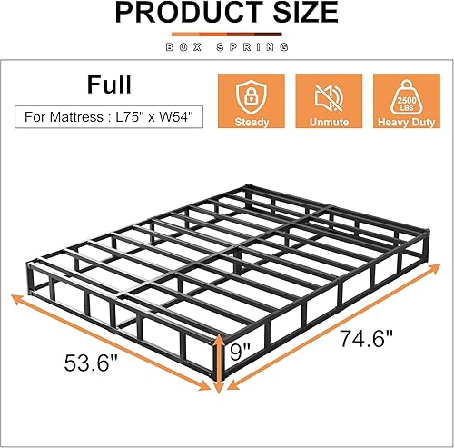 Miniatura 64 de EMODA Base de cama con somier individual XL de 5 pulgadas, base de colchón de metal resistente de 1500 libras con funda de tela, fácil montaje