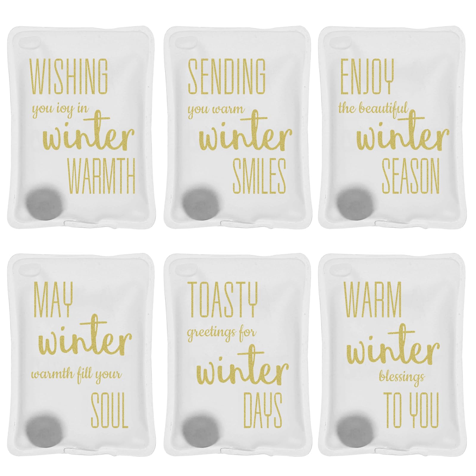 6er Taschenwärmer Handwärmer Kinder Sets Wiederverwendbar mit Gold Glückwünsche, Wärmepad für Kalte Tage und für Unterwegs
