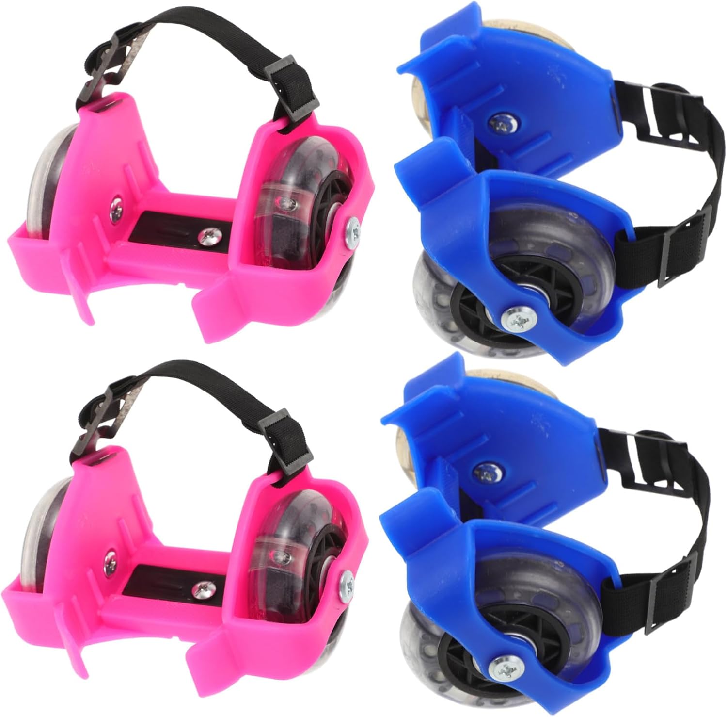 2pairs Boys and Girls Roller Skates Adjustable Training Roller Skates Glow Wheels Comfortable Shoes for Outdoor Sport