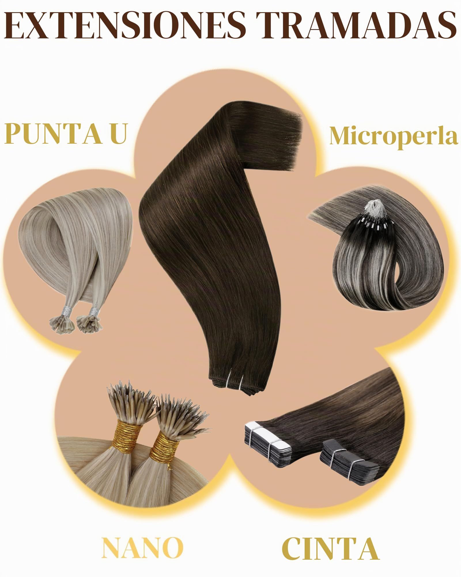Hetto Extensiones Pelo Natural Cortina Marrón Claro Ombre Rubio Dorado Extensiones de Cabello Humano Coser Invisibles Castaño 40 cm 100g #8/16/8 | Cabello humano Remy, doble weft, anti-pérdida y sin nudos. Trama fina invisible, cómoda. Para bodas y uso di