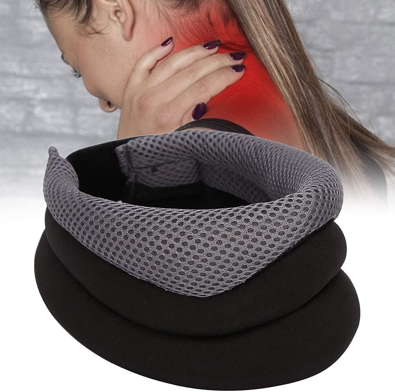 TIST Sponge Cervical Collar Breathable Cervical Spine Tractor Neck Support Stretcher Traction Device Men Women Neck Shoulder Relaxer Pain Relief