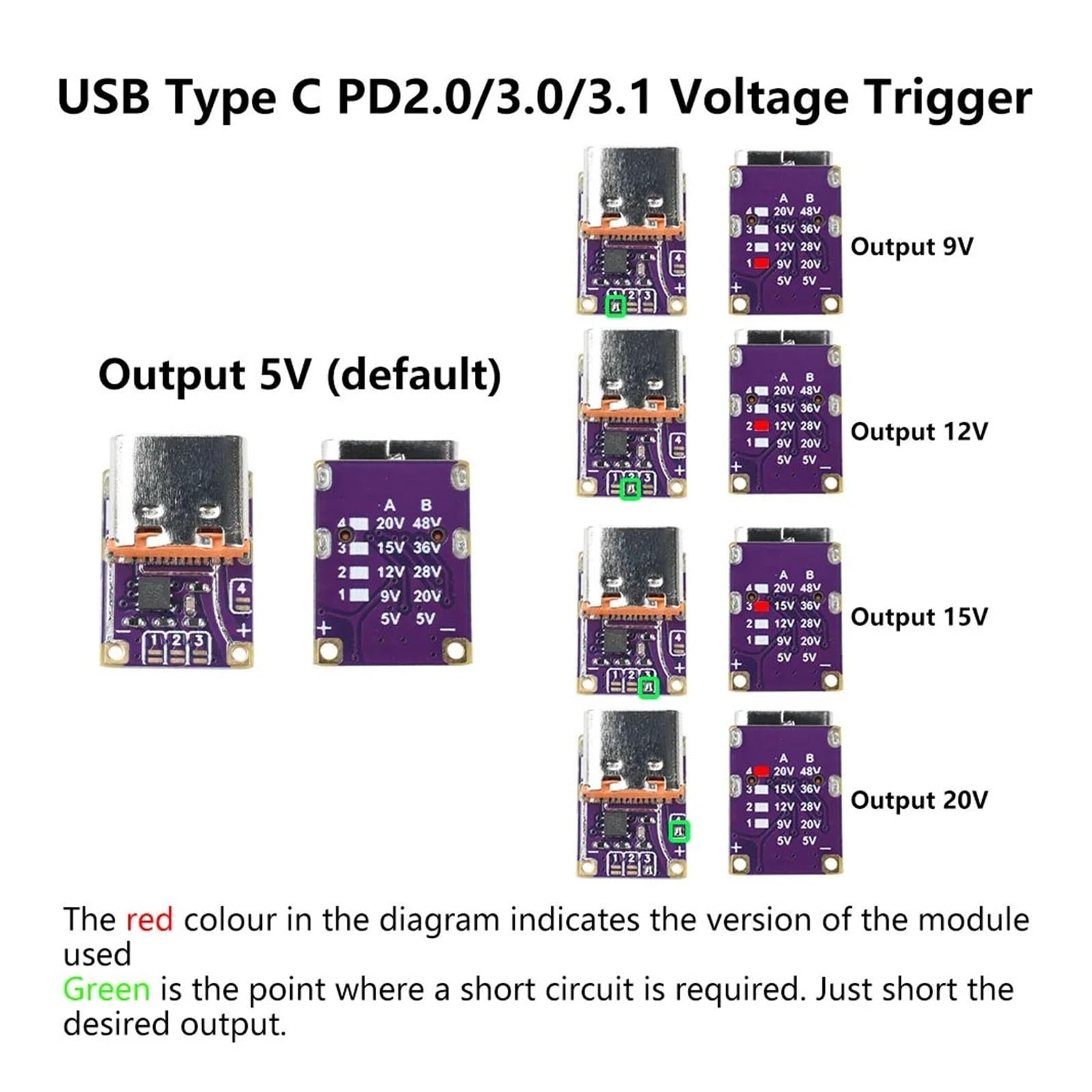 PD3.0 PD3.1 QC3.0 moduł spustowy 48 V Decoy Board typ C do DC 5 A (niskie napięcie)