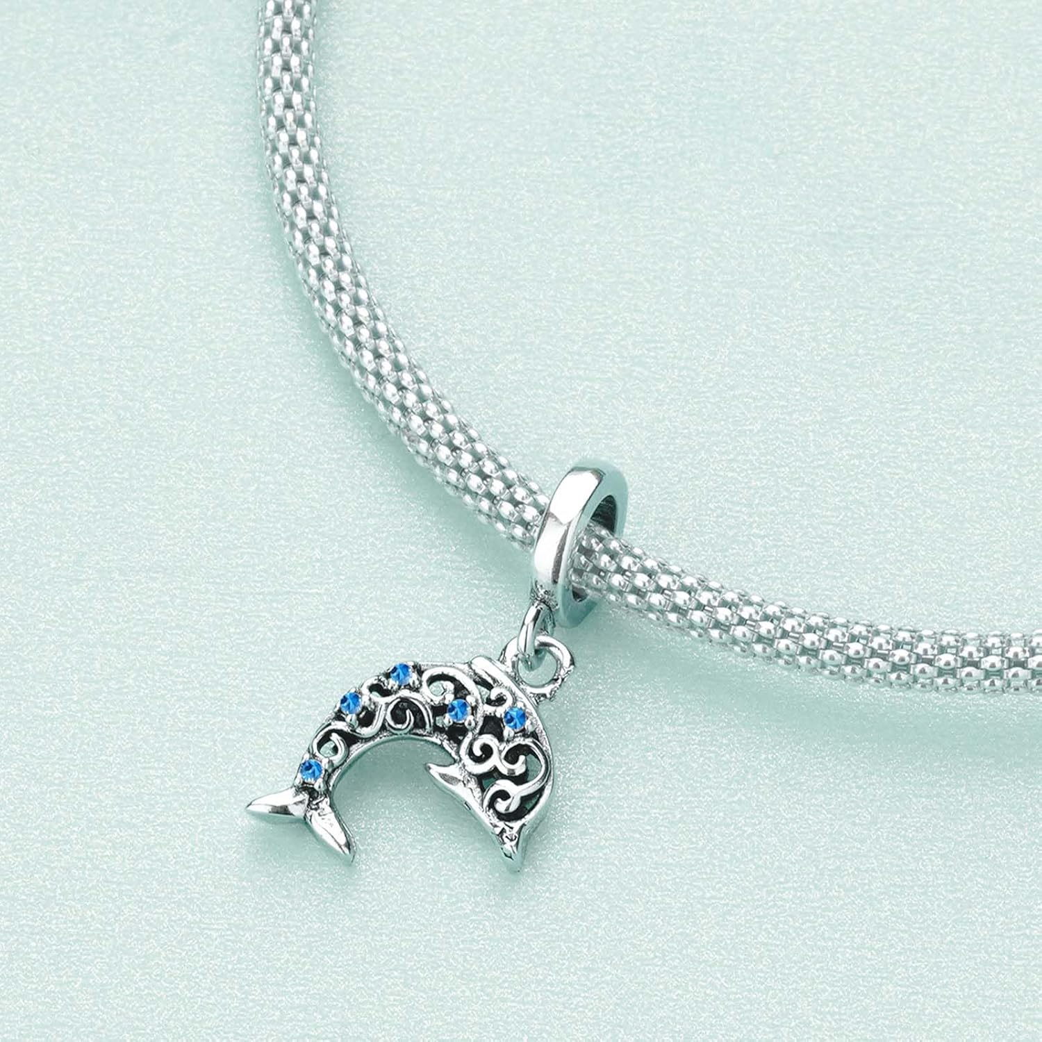 Blue Dolphin 5A Zircon Pendant 925 Sterling Silver Charm Compatible with Women's Bracelet Necklace Pendant Birthday Gifts For Family Friends - Image 2
