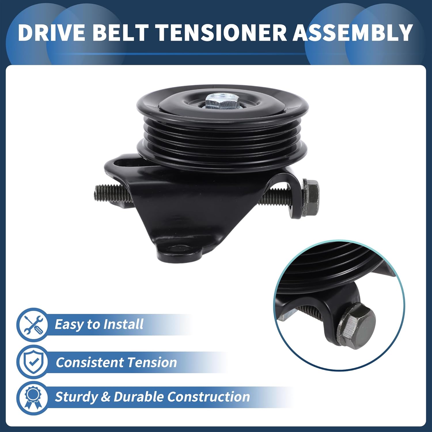 Belt Tensioner Drive Belt Tensioner Pulley Assembly for Toyota Tacoma 1995-2004 2.4L L4 Gas, 2.7L L4 Gas No.4435034010 Metal 1 Pc