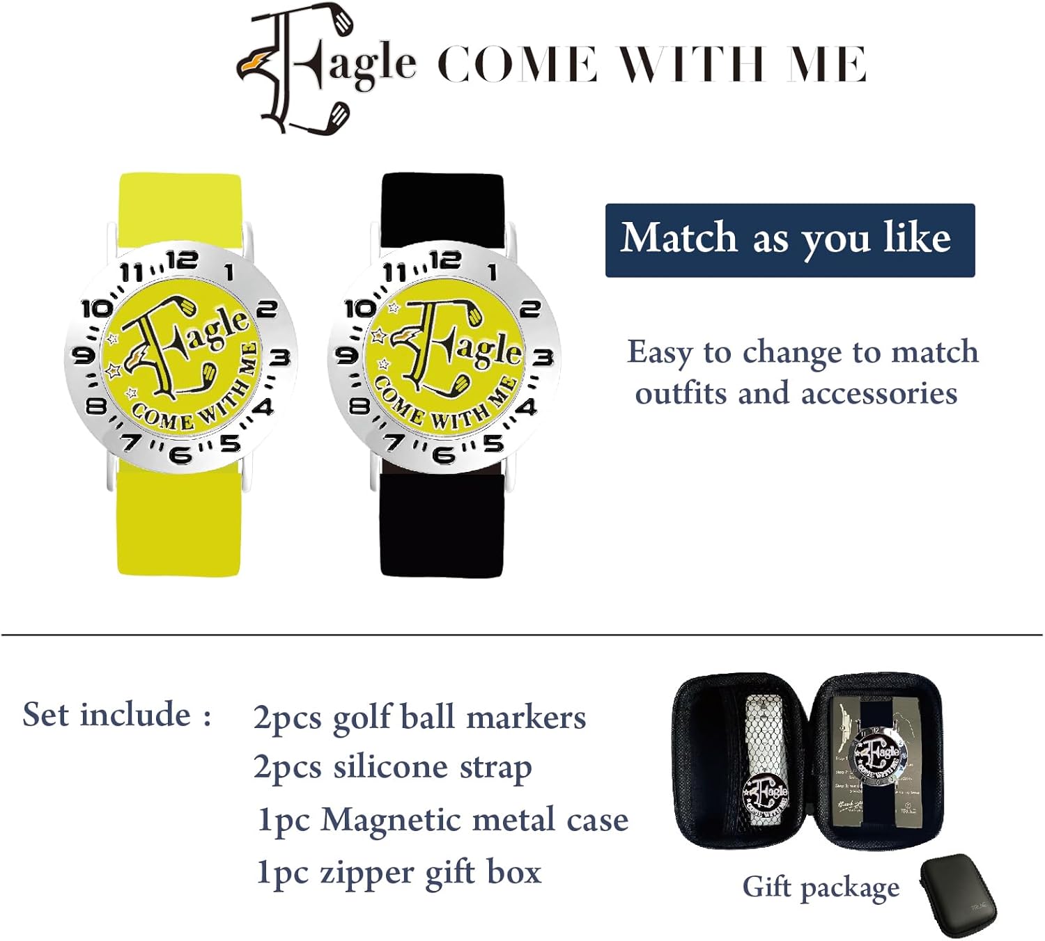 Golf Ball Marker with Golf Stroke Counter Bracelet, Eagle Golf Ball Markers, Golf Score Counter, Golf Accessories, Golf Gifts for Men Golfers
