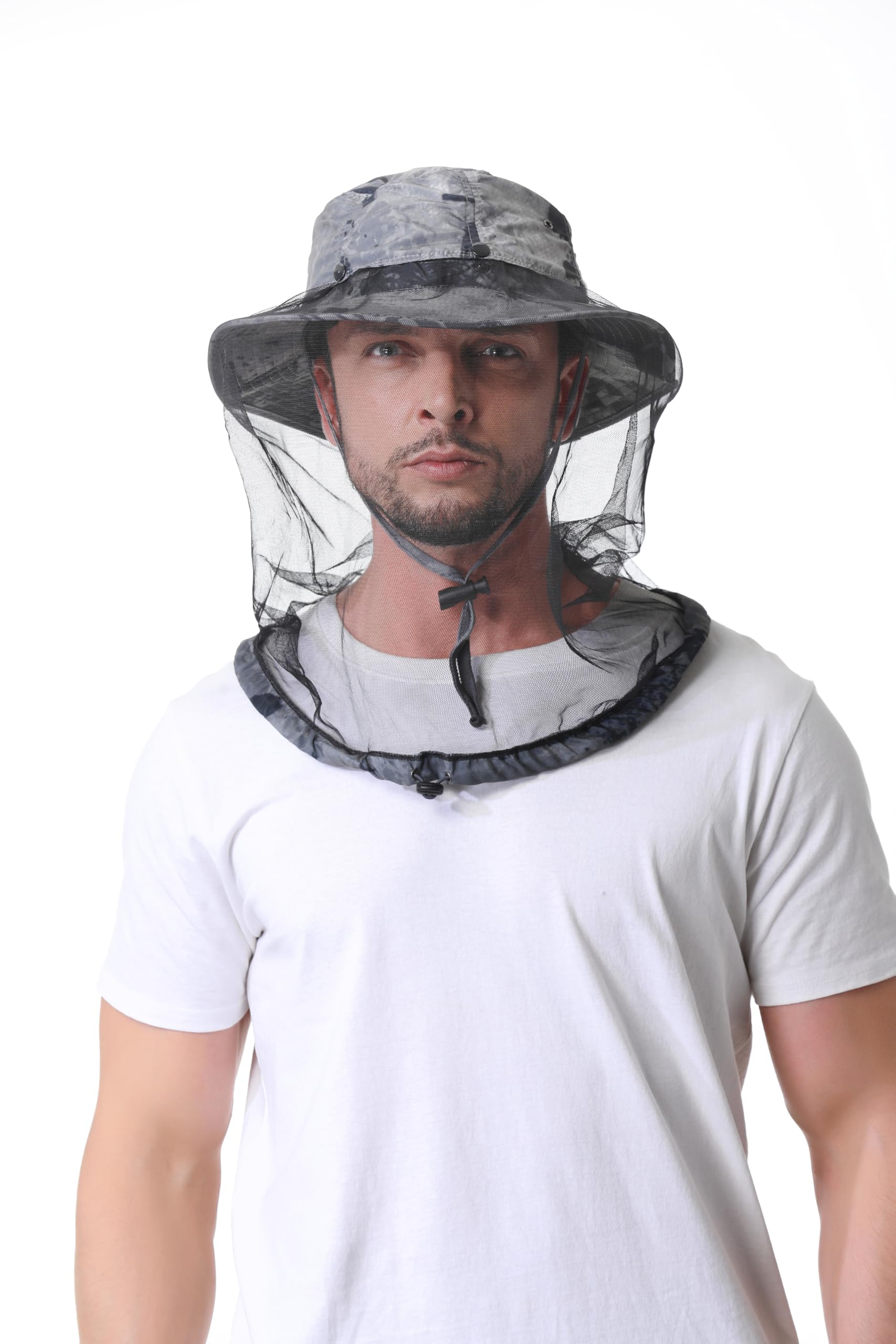 Tibeha Mosquito Head Net Hat - Bug Cap UPF 50+ Sun Protection with Hidden Netting for Beekeeping Hiking Men & Women, 7 1/2