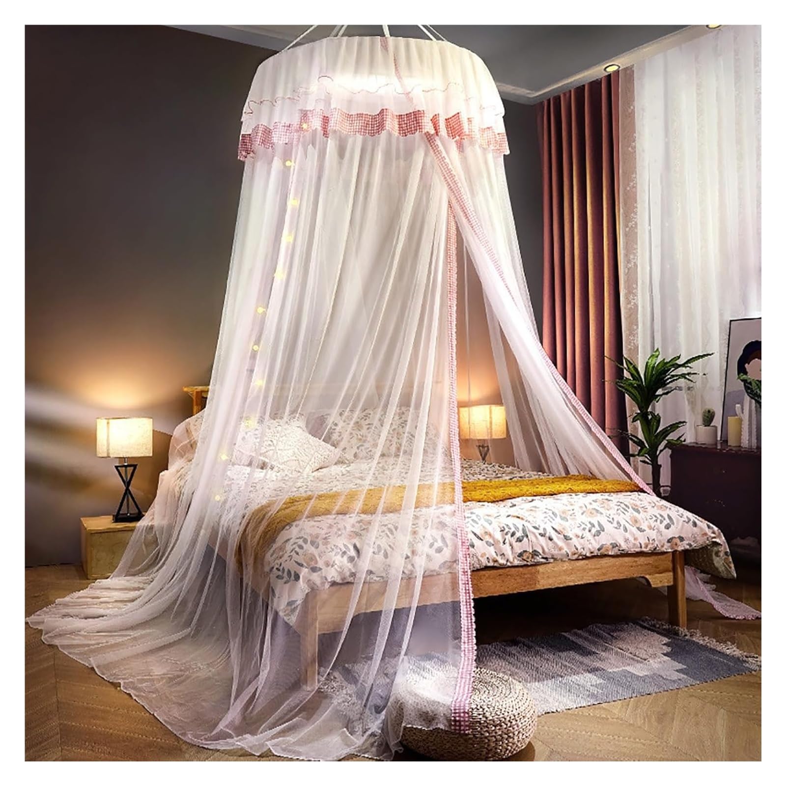 Baldaquin rond moustiquaire de lit de dôme drapé multicolore King