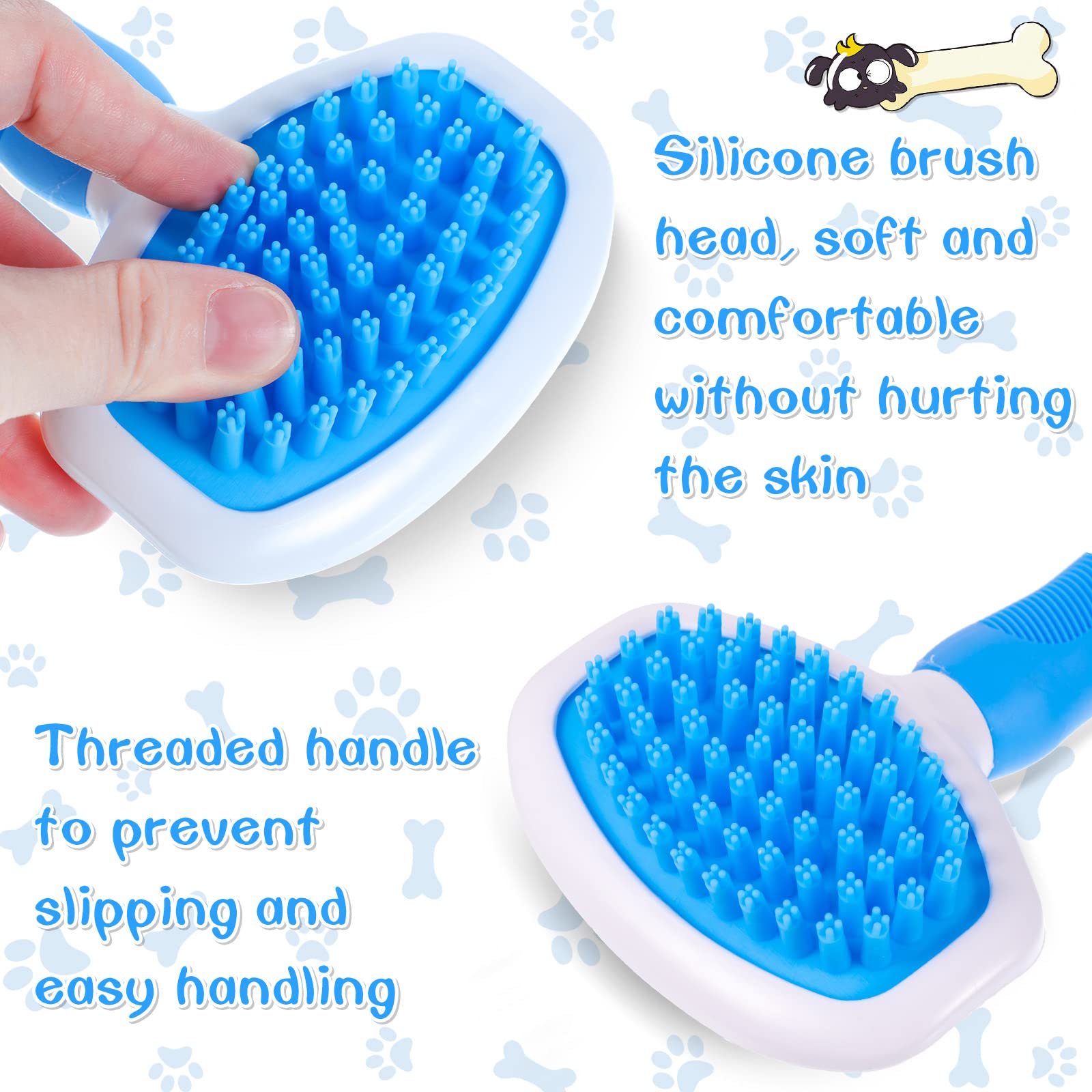 Kacctyen Spazzola da bagno per cani Spazzola per animali domestici con setole morbide in silicone Spazzola per il lavaggio del cane Spazzola per il bagno del cane Spazzola per la toelettatura del cane