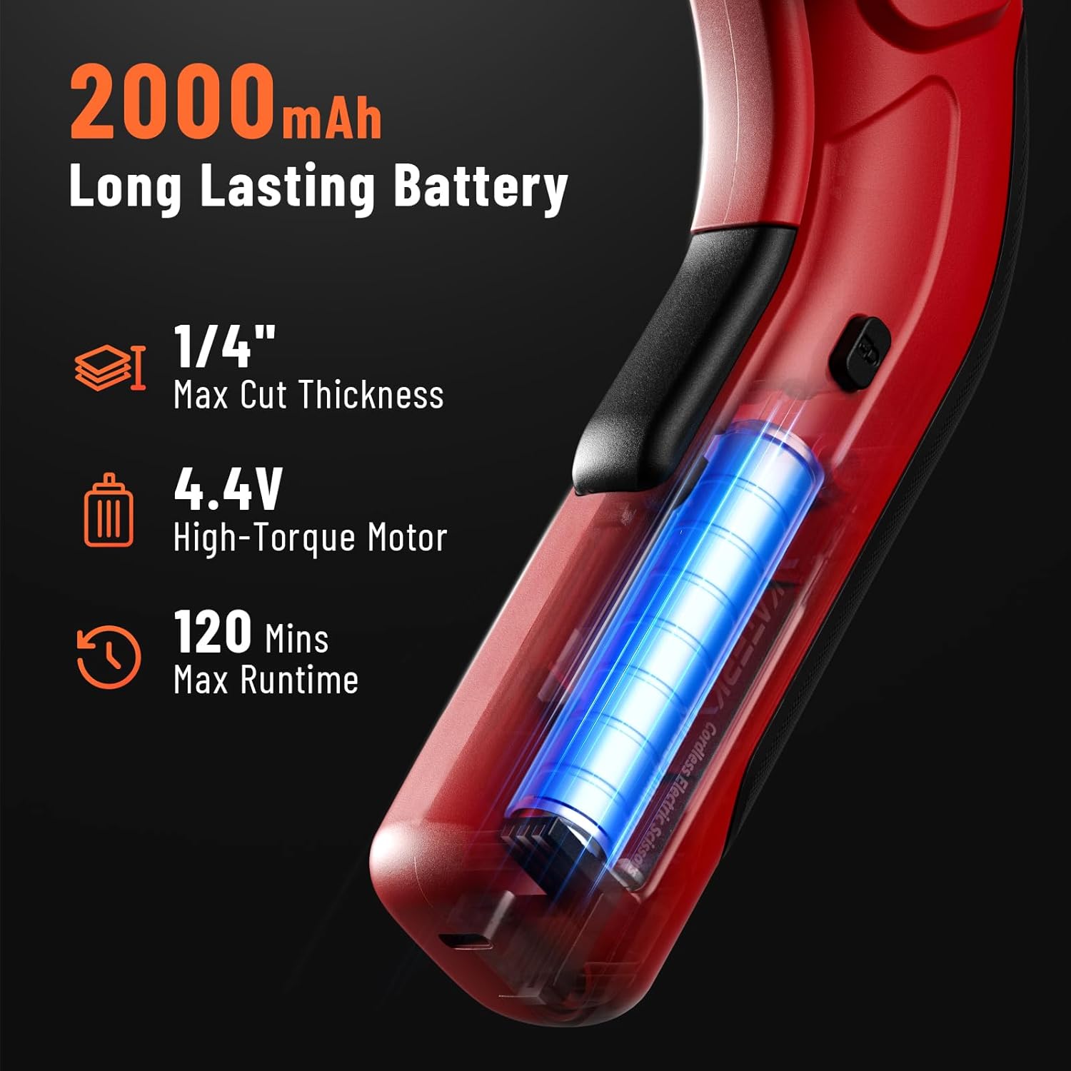 Katerk 4.4V Cordless Electric Scissors, Cardboard Cutter Electric with 2pcs Blade, USB-Rechargeable Powerful Fabric Cutter, Power Shears, Electric Scissors for Cardboard, Leather, Carpet, Plastic,Felt