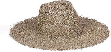 Sunnydip Fray Woven Seagrass Fedora 