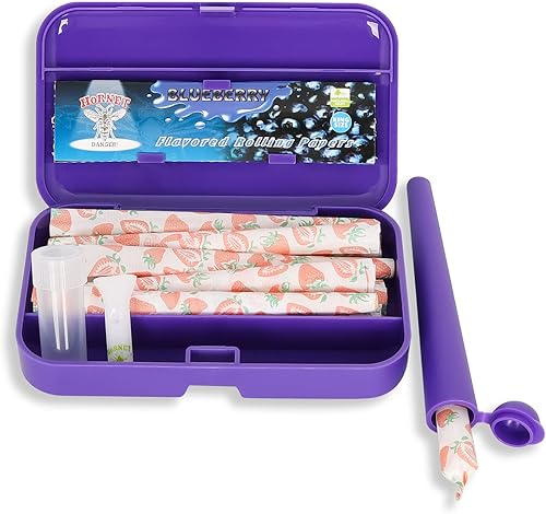 Miniatura 8 de HORNET Paquete de 10 papeles de liar saborizados, conos preenrollados con sabor a fresa, caja de plástico con tubo de cigarrillo a prueba de olores