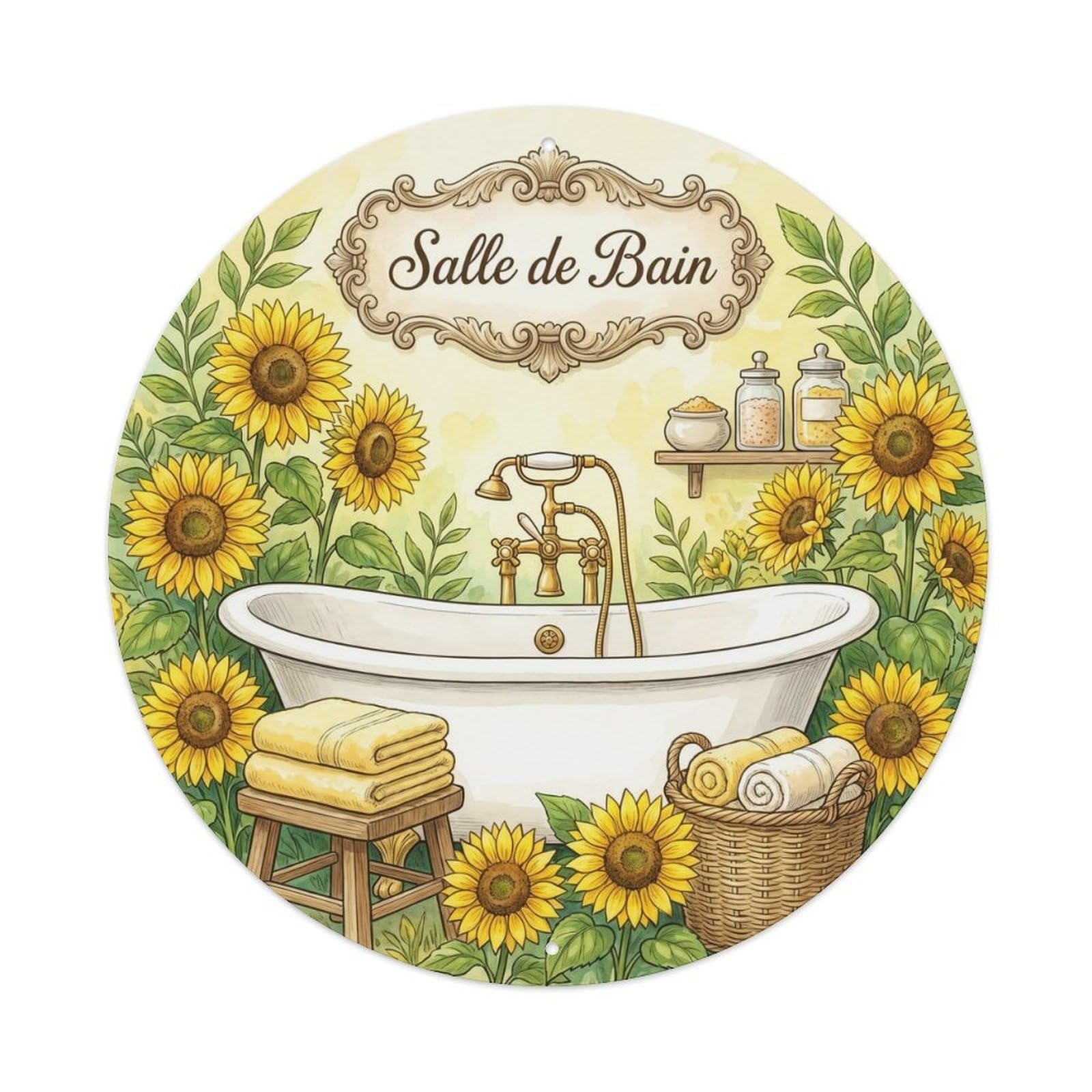 Bathroom Sunflower Vintage Metal Tin Sign
