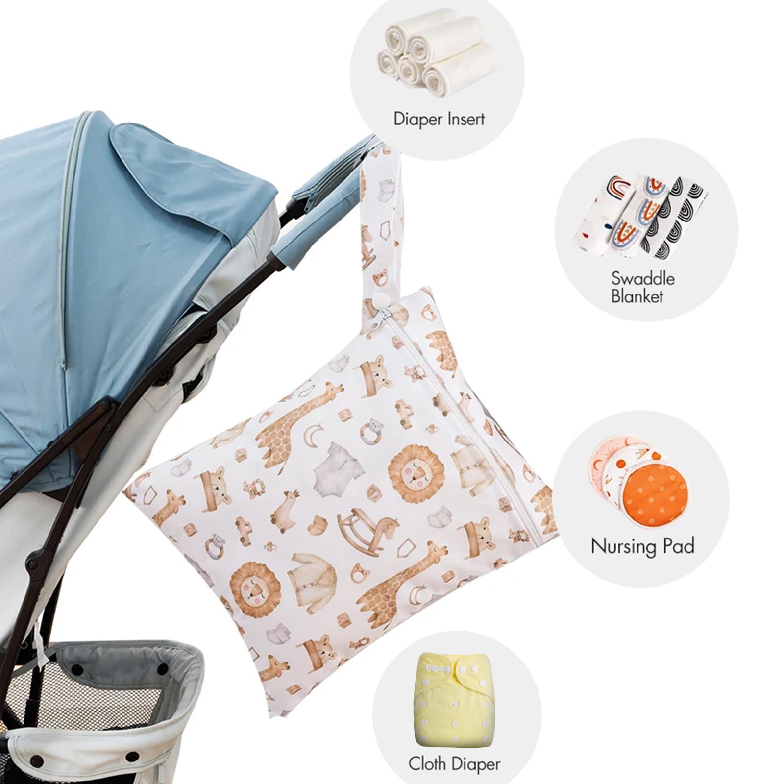 3 Pièces Sac a Couches Bebe, Sac à Couche Lavable, Sacs Couche en Tissu, Réutilisable Pochette Humide et Sèche, Wetbag à Fermeture Eclair Etanche pour la Natation Camping Voyage Fitness Plage