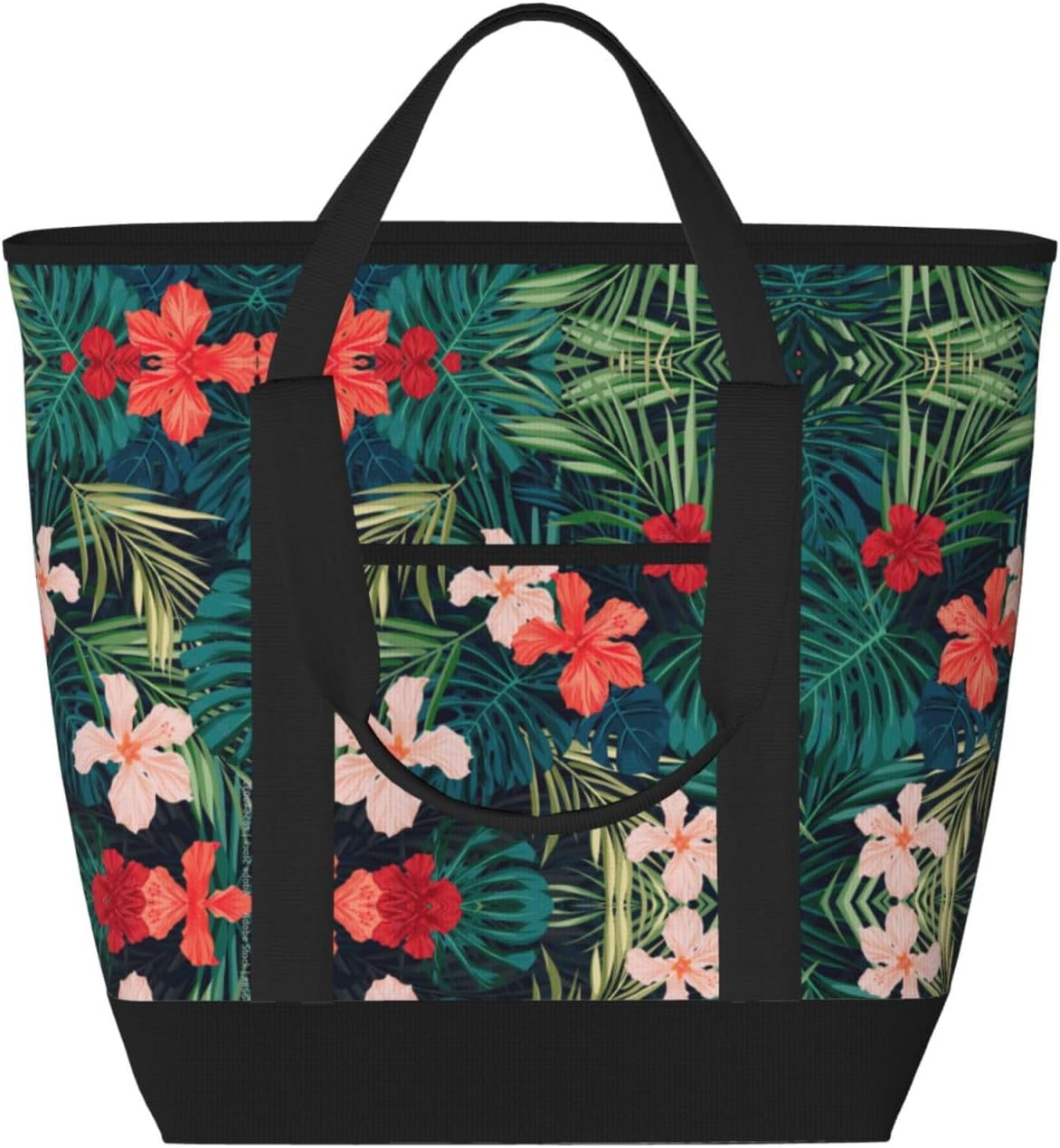 Summer Hawaiian Print Large Cooler Bag Tote Bag,Reusable Grocery Bag,Lunch Box Bag, For Picnic Beach Camping