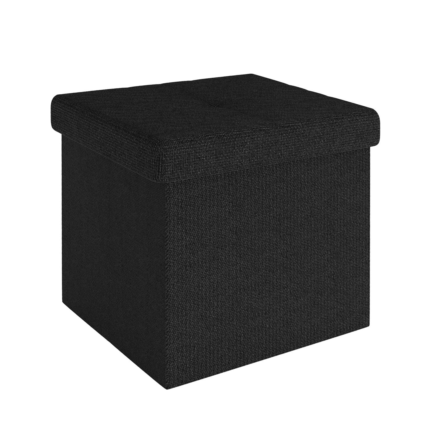 Pouf Pliable 30x30x30 Cm En Blanc Siège Cube Espace De Rangement Coffre De Rangement à Prix