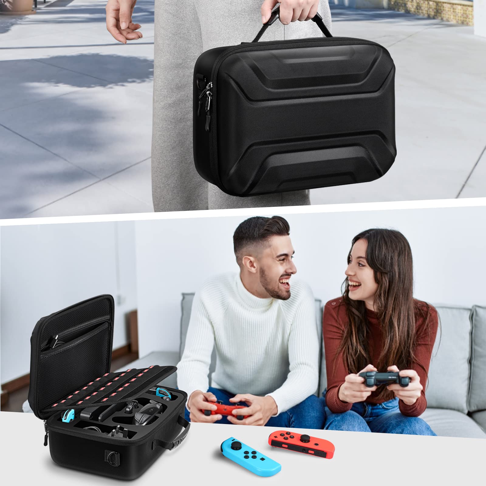 FINTIE Custodia Borsa Compatibile con Nintendo Switch Modello OLED 2021/Switch 2017, Portatile di Custodia da Viaggio Protettiva Carrying Borsa per Switch Console, Pro Controller & Accessori,