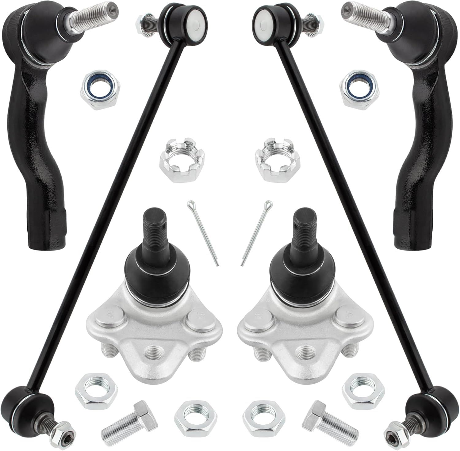6pcs Suspension Kit 2 Front Outer Tie Rod End 2 Lower Ball Joint 2 Stabilizer/Sway Bar for 2000-2005 for Toyota Celica ES3566 ES3567 K90309 K80878