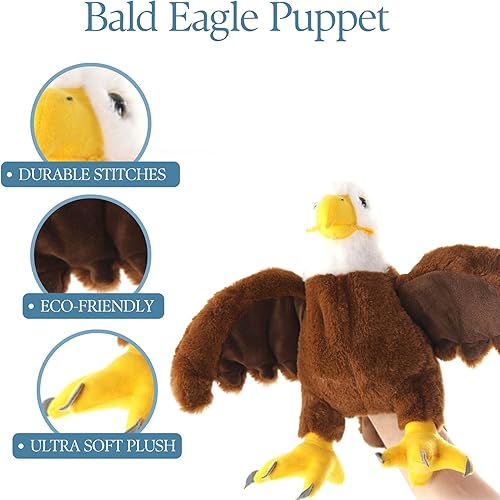 Miniatura 3 de The Petting Zoo Peluche de águila calva, regalos para niños, animales títeres, juguete de peluche de águila de 15 pulgadas