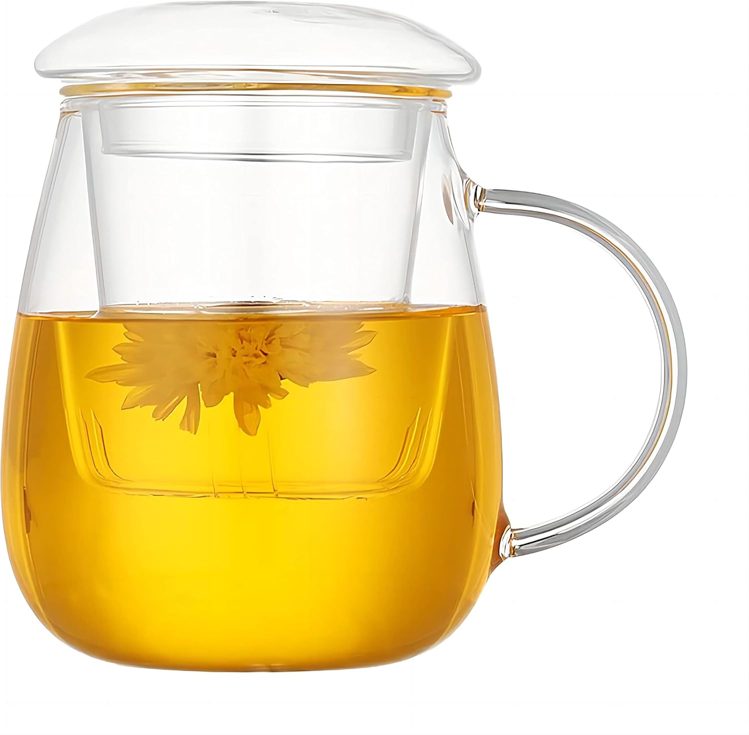 HiWomo 12oz/360ml Glass Tea Cup with Removable Tea Infuser Basket and