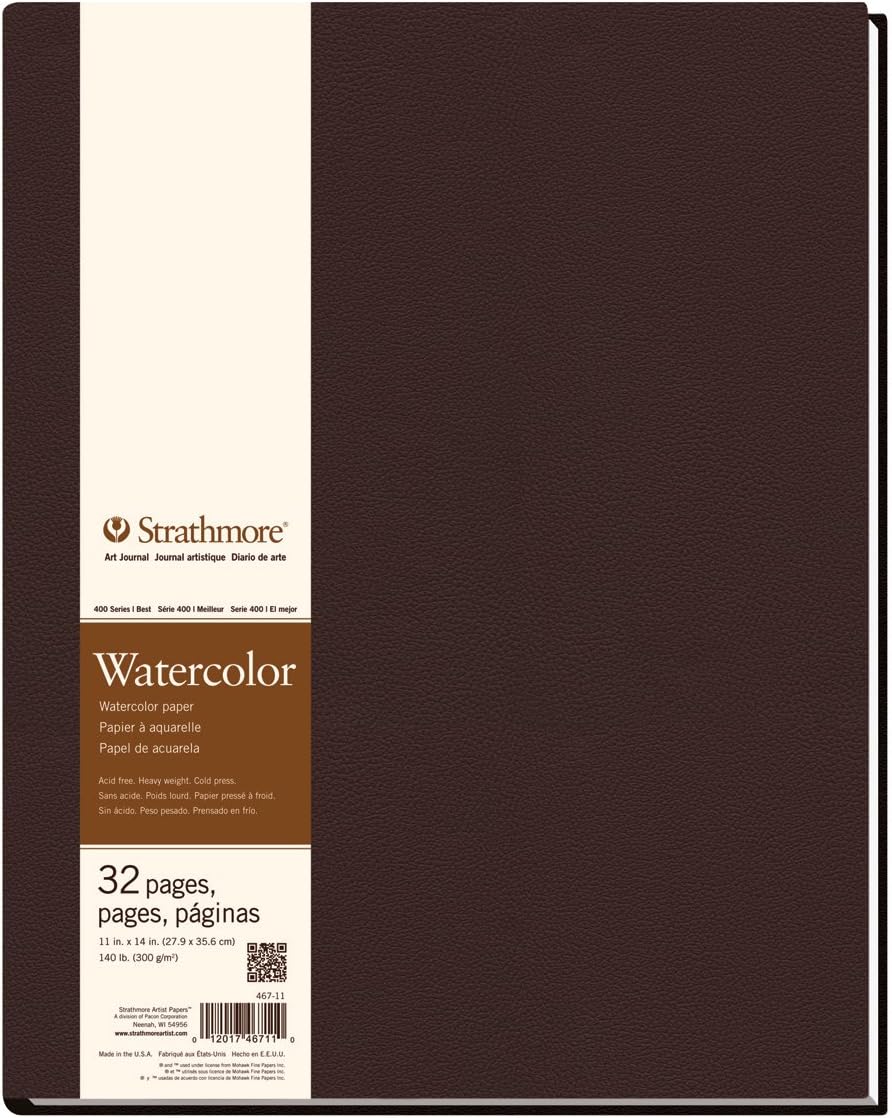 Strathmore 400 Series Hardbound Watercolor Art Journal, 11"x14" 16 Sheets - STR-467-11 , White