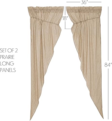 Miniatura 2 de VHC Brands Sawyer Mill - Juego de cortinas forradas de carbón de 84 pulgadas de largo, diseño de rayas campestres, algodón para sala de estar Gris