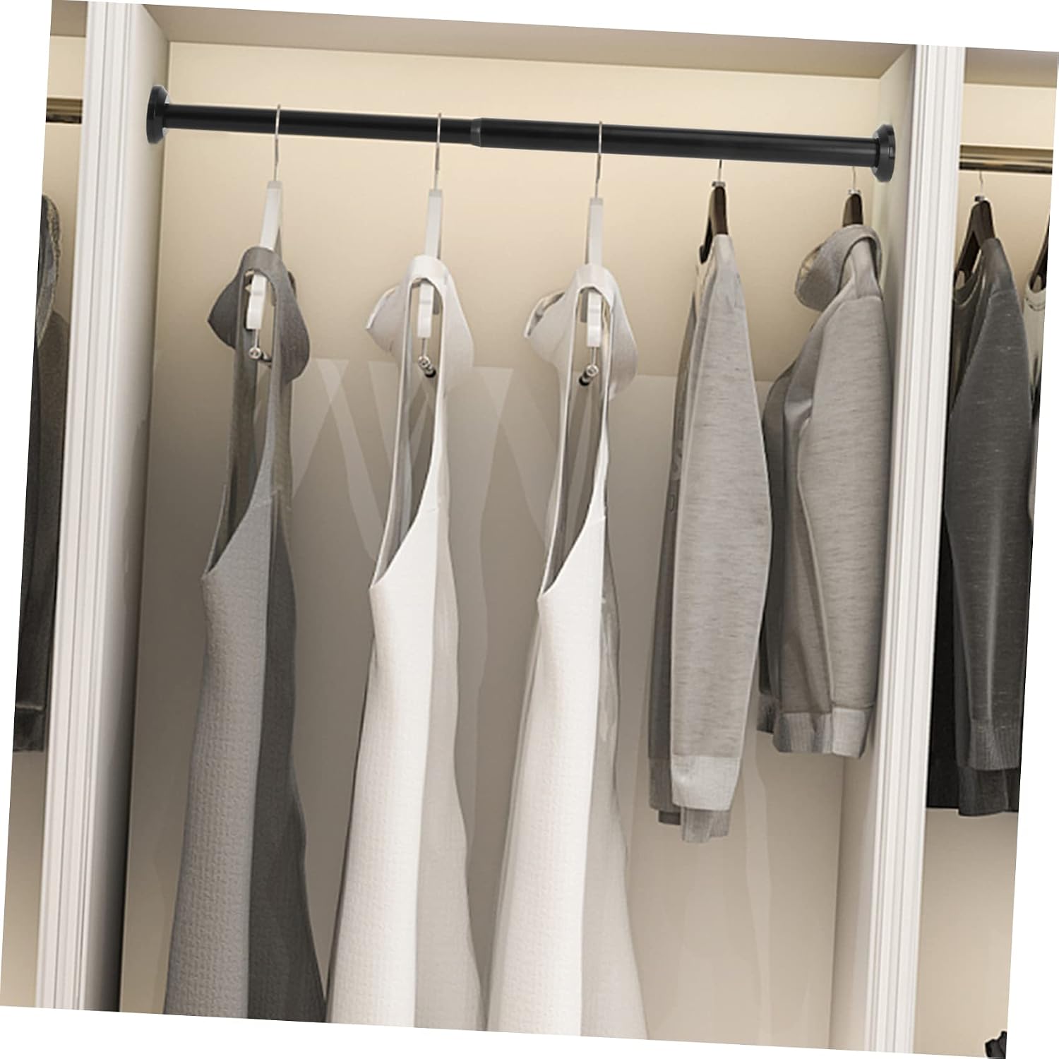 Cabilock Retractable Clothes Drying Pole Hangers Space-Saving Rod Double-use As Curtain Pole