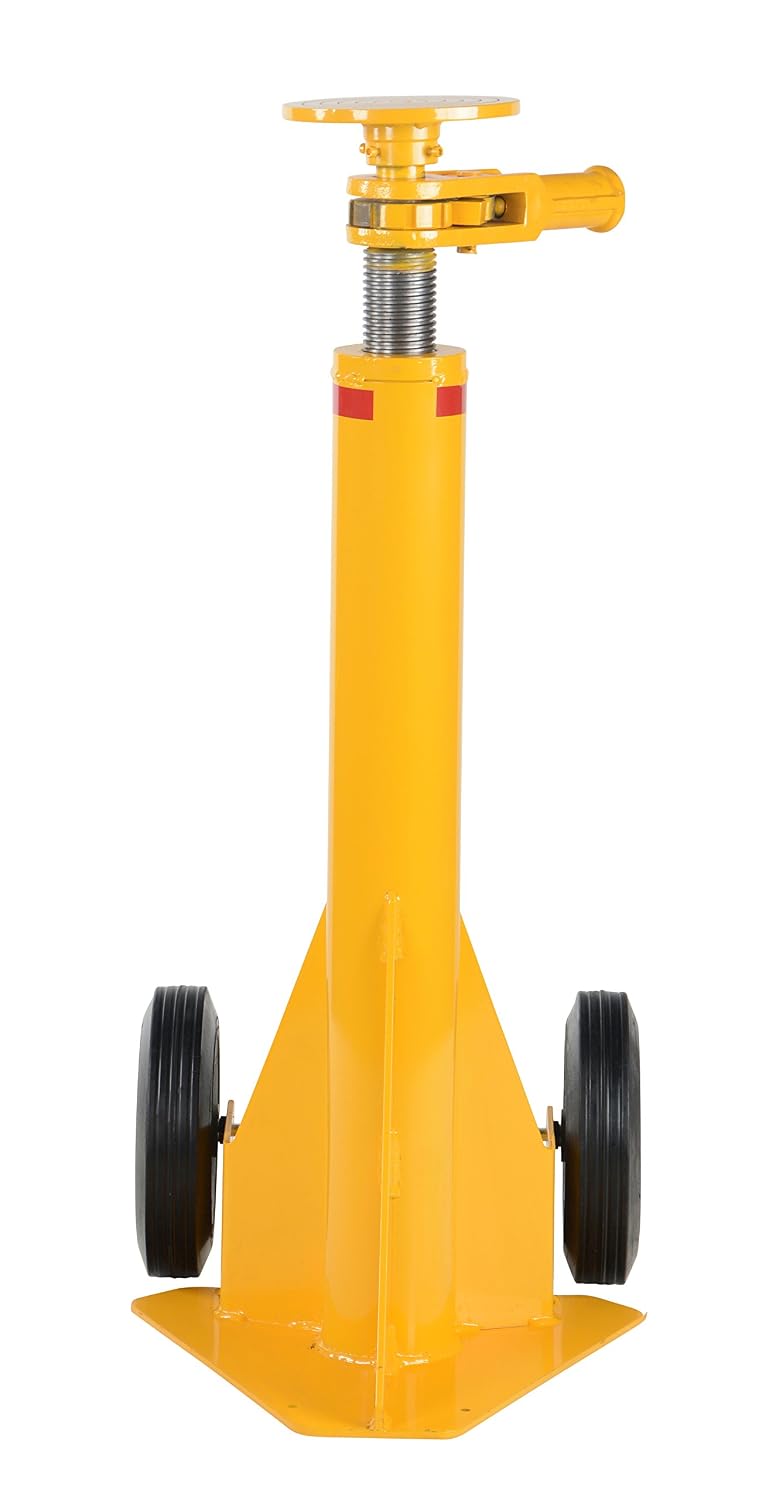 Vestil SP-TOP-R-100 Steel Trailer Stabilizing Spin Top Ratchet Jack 27-1/4 In. x 17-5/8 In. x 39 In. 50,000 Lb. Lifting Capacity Yellow