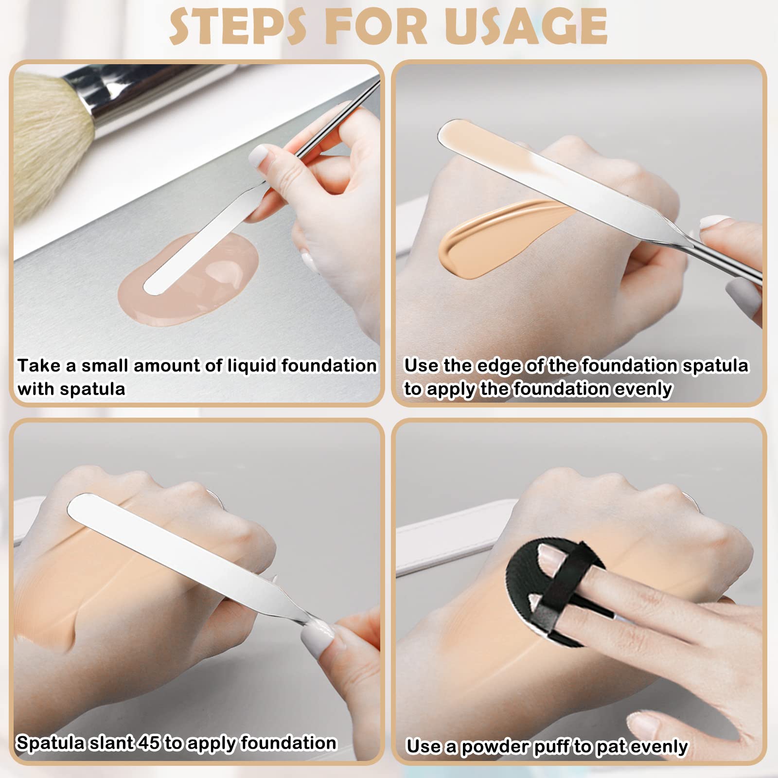 Set coreano di spatole per trucco, vassoio per palette di miscelazione trucco acrilico con strumenti per trucco spatola raschietto per fondotinta cosmetico, set di palette per miscelare fondotinta