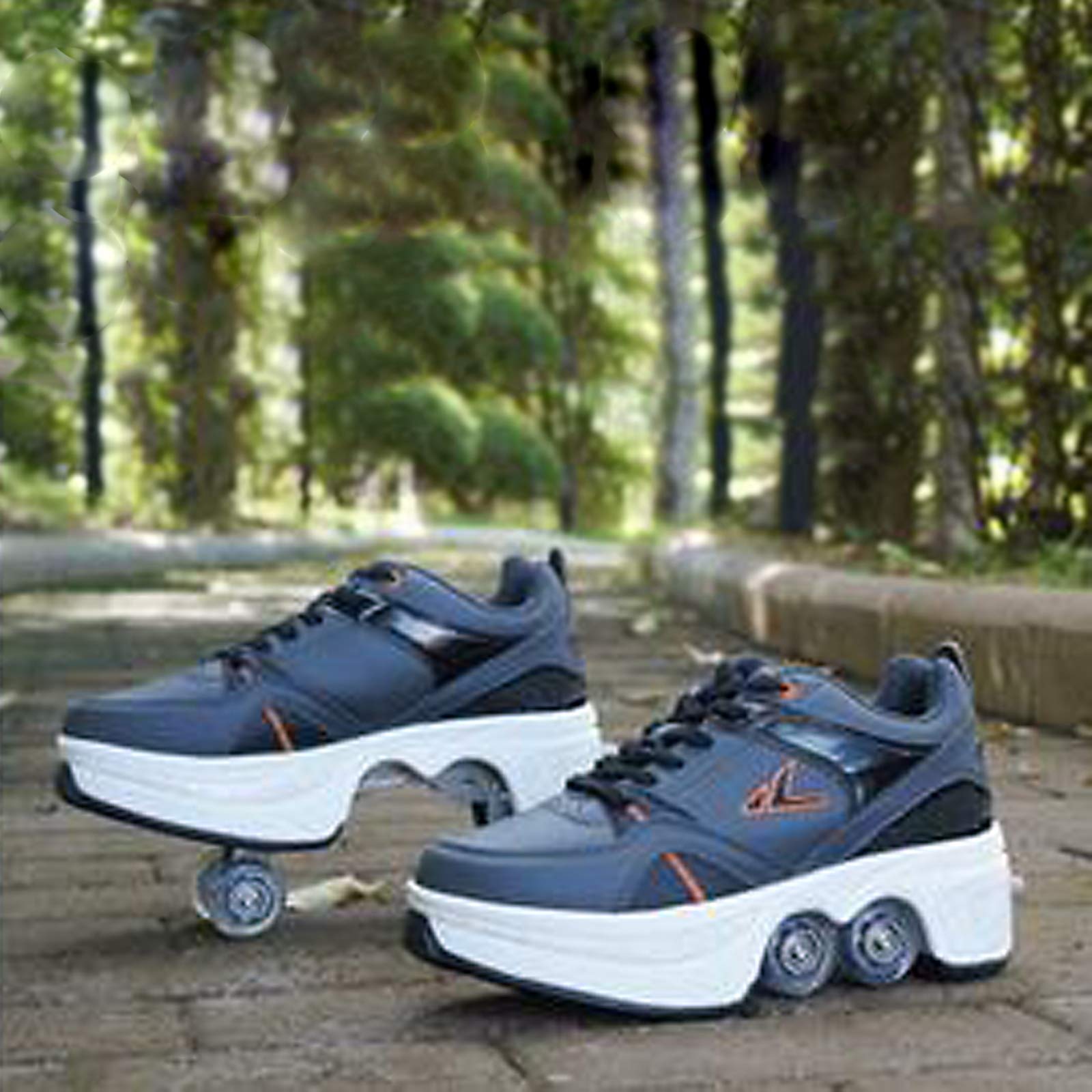 Scarpe Roller 2 In 1 Retrattili Unisex - Scarpe Da Skate Con Ruote LED, Taglia EUR 39 Bianco - Foto 9