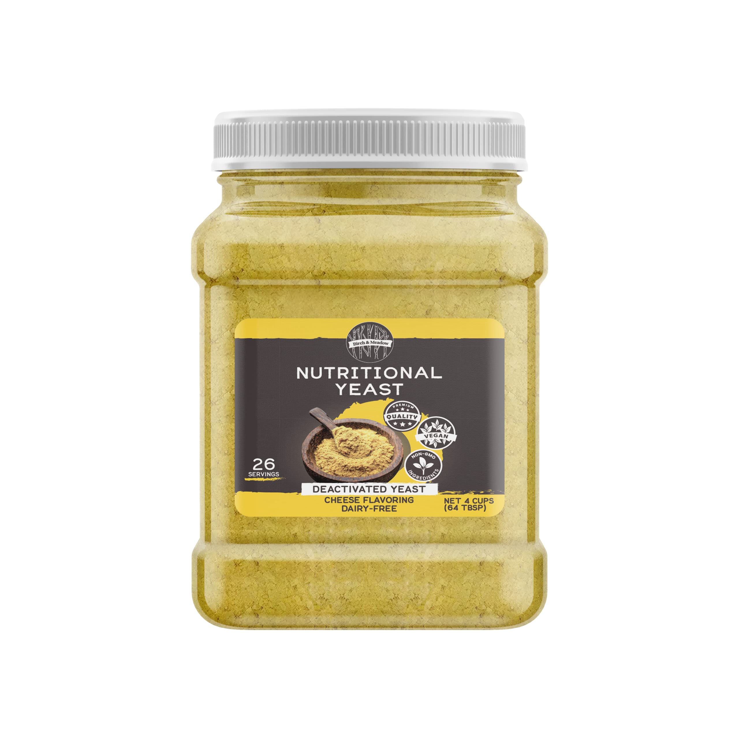Birch & Meadow 4 Cups of Nutritional Yeast Flakes, Yummy Nooch, Cheesy Flavor, Popcorn & Casseroles (11.2 Ounce)