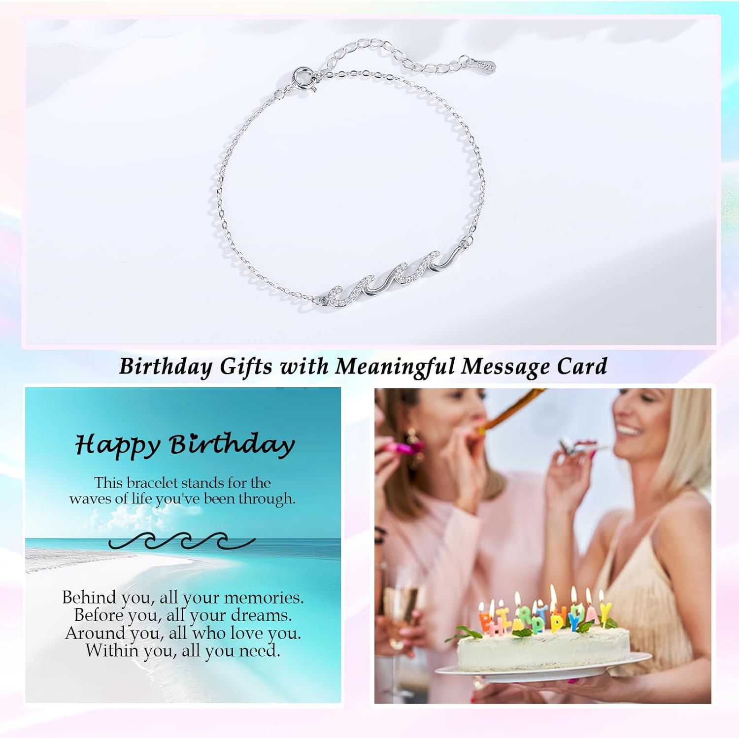Gifts for Women, Cool Waves Bracelet Christmas Birthday Gift for Happy Birthday 21st, 30th, 40th, 50th, 60th Birthday Gift Ideas for Women Ladies Bestie Friend Sister Mom Daughter Wife Grandma - Image 2