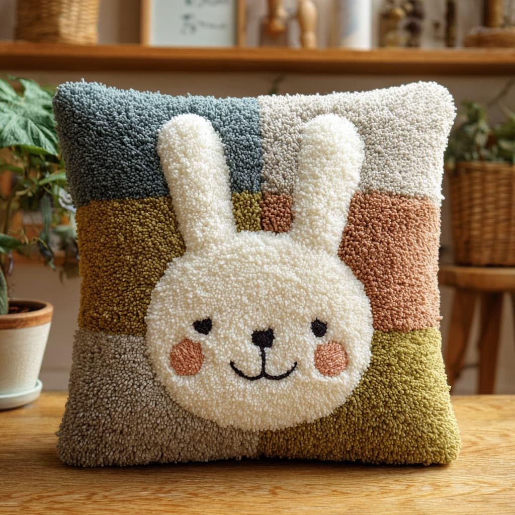 Henypt Latch Hook Cushion Kits, Rabbit