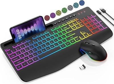 Wireless Keyboard and Mouse Combo - 9 Backlit Effects, RGB,  - best cheap gaming laptops