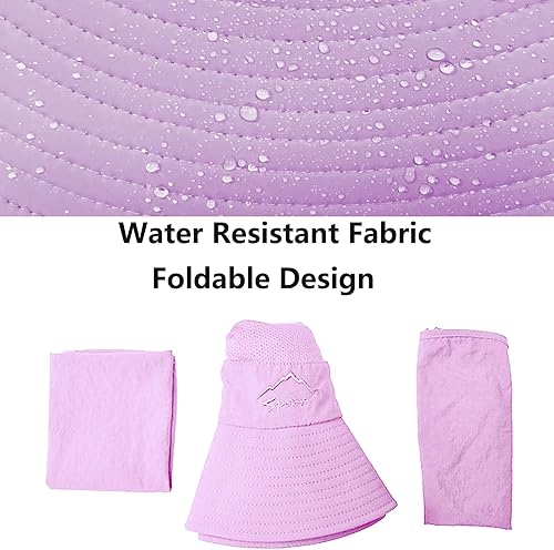 Miniatura 6 de Sombrero de pesca solar UPF 50+ para hombres y mujeres, sombrero de ala ancha con cubierta facial desmontable y solapa para el cuello