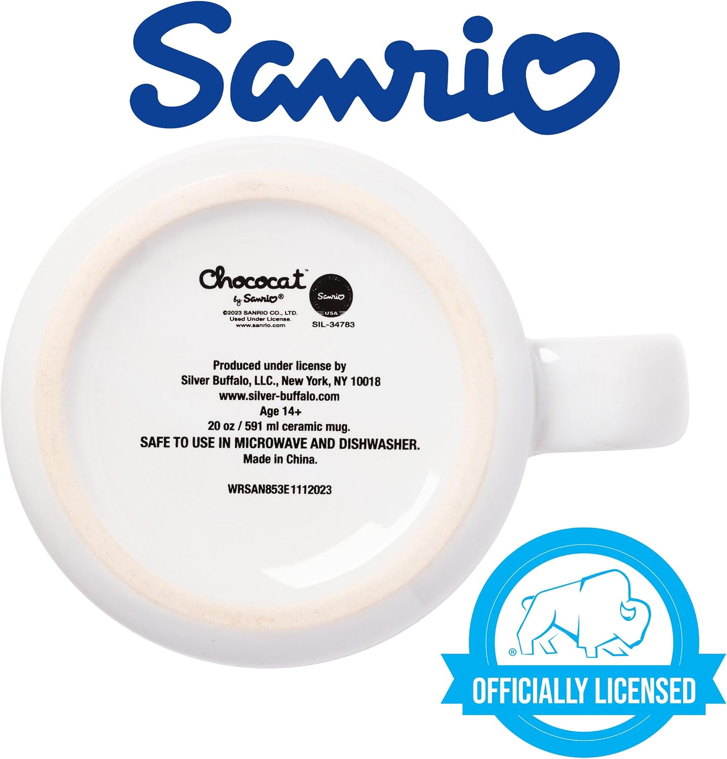 Silver Buffalo Sanrio Hello Kitty and Chococat, Ceramic Camper Mug, 20oz image 4