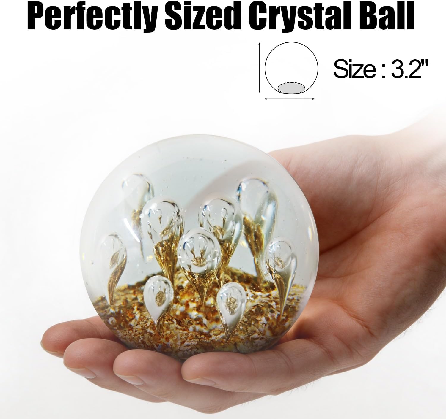 Hand Blown Golden Jellyfish Crystal Ball Luxury Art Crystal Decorative Sphere for Home Decor, Elegant Gift for Weddings, Housewarming & Collectors