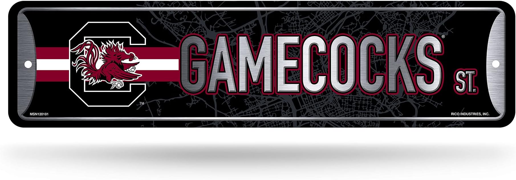 Rico IndustriesNCAA South Carolina Gamecocks Home Décor Metal Street Sign (4" x 15") - Great for Home, Office, Bedroom, & Man Cave - Made