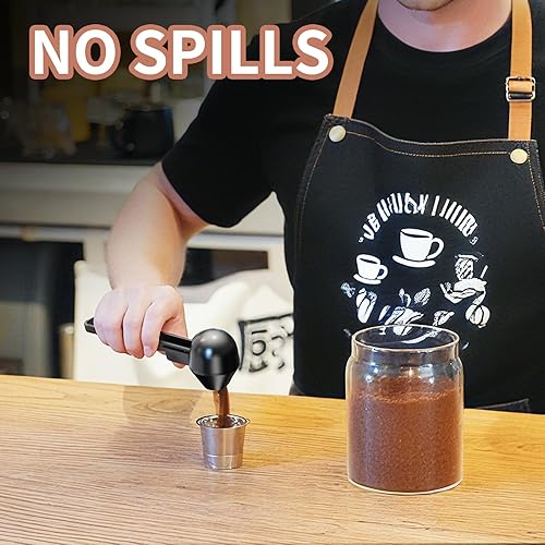 Miniatura 2 de Cuchara de café con embudo para café molido, proteína en polvo y té, para recarga reutilizable de taza K, 2 cucharadas sin desorden, diseño de