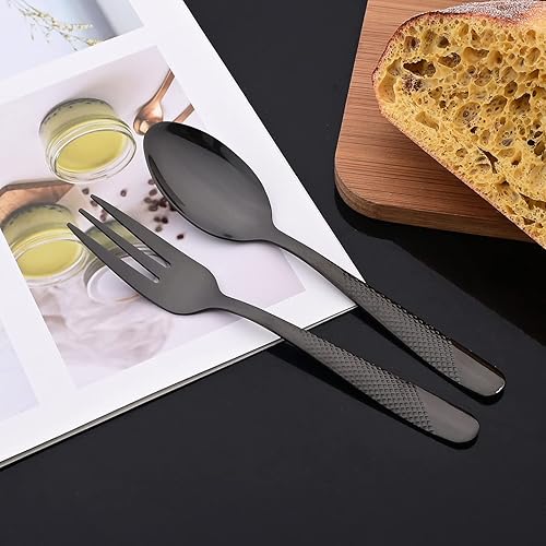 Miniatura 43 de JASHII Juego de cubiertos martillados modernos de acero inoxidable con mango dorado y blanco, decoración de lujo, servicio para 4, pulido espejo