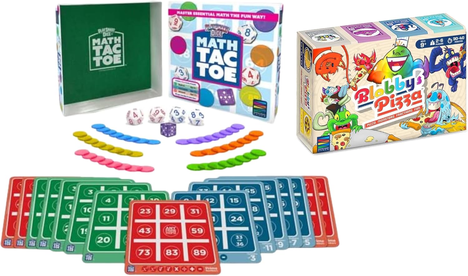 Semper Smart Games PlaySmart Dice Math-Tac-Toe & Blobby's Pizza Math Card Game