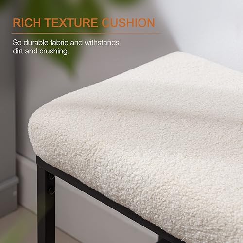 Miniatura 3 de Zesthouse Banco de zapatos de entrada con almacenamiento, banco Boucle para dormitorio, extremo de la cama, banco tapizado de metal para armario,