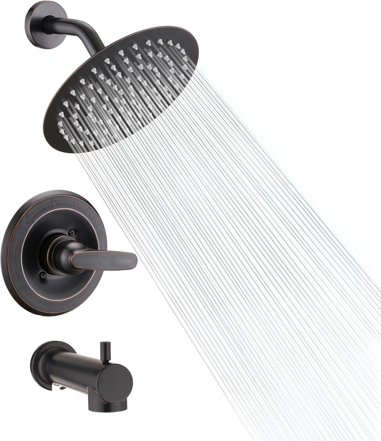 Replacement Faucet Shower Trim Kit for Delta 1300/1400 & 13/14 Series, Tub Shower Faucet Set, High Pressure 8" Round Rain Shower Head - Oil Rubbed Bronze (Valve/Cartridge Not Included)